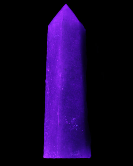 Green Aventurine wand 86mm 77g in UV light - Rocks and Things Store