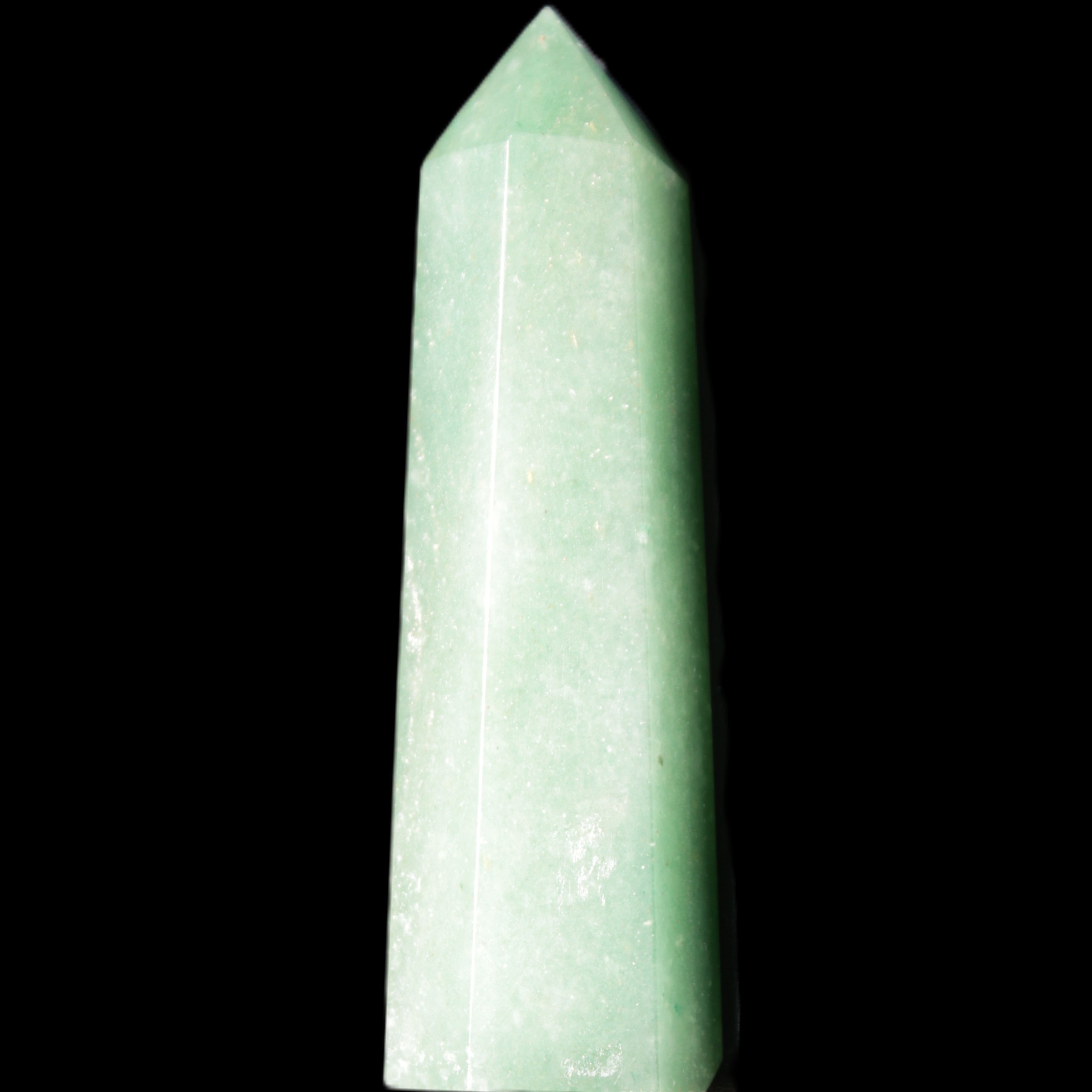 Green Aventurine wand 86mm 77g in sunlight - Rocks and Things Store
