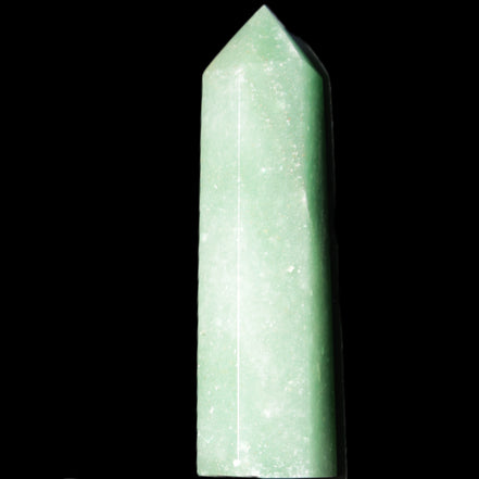 Green Aventurine wand 86mm 77g in sunlight - Rocks and Things Store