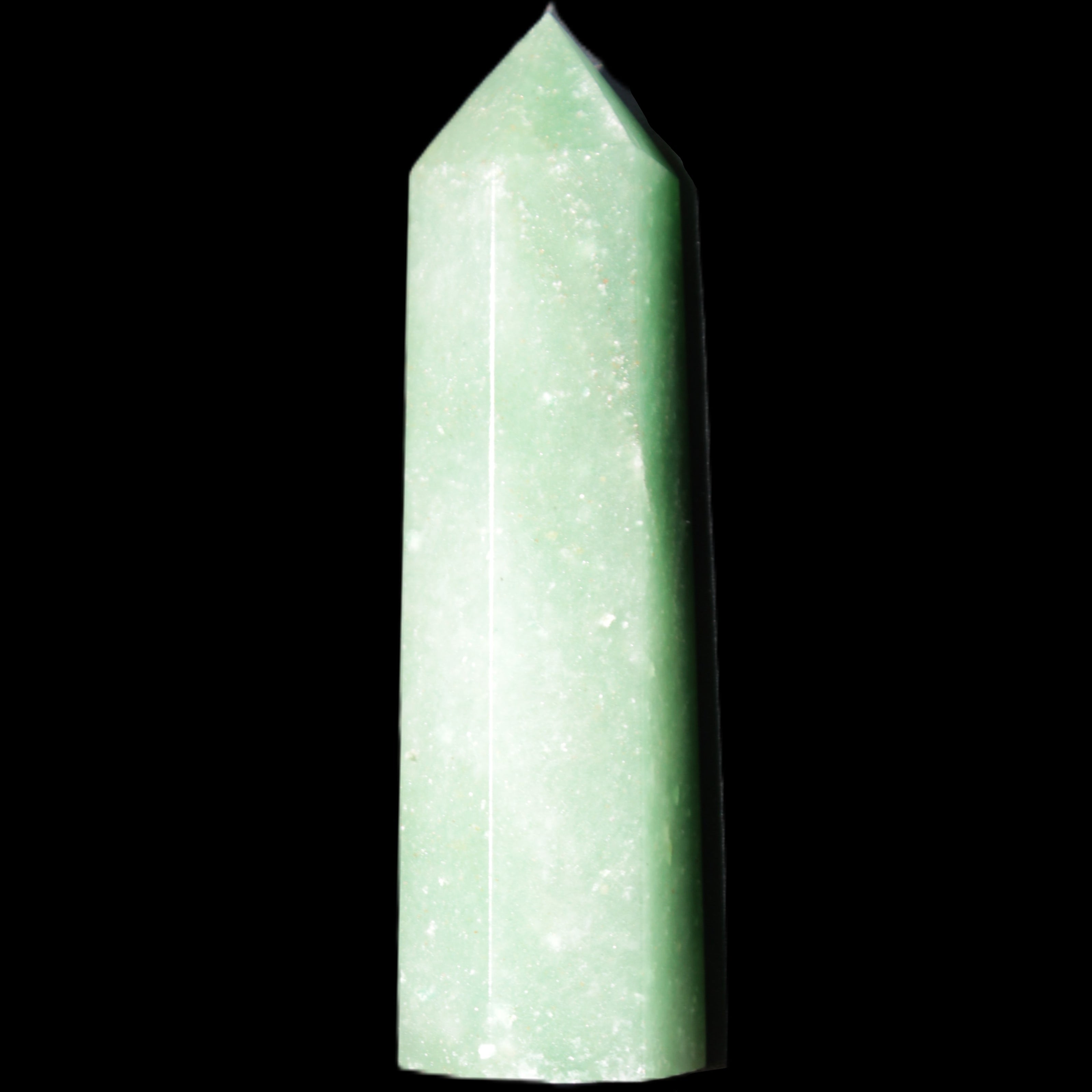 Green Aventurine wand 86mm 77g in sunlight - Rocks and Things Store