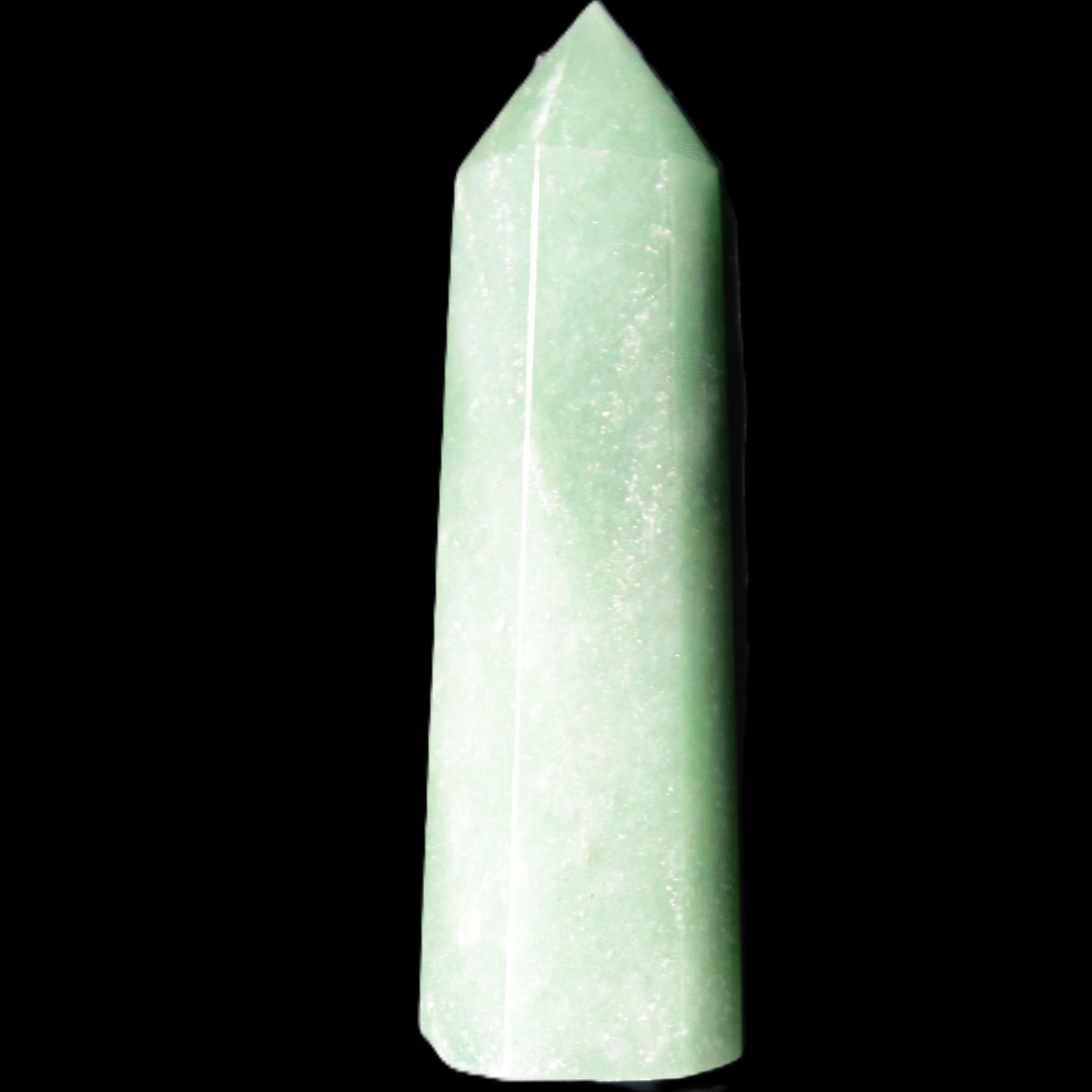 Green Aventurine wand 86mm 77g in sunlight - Rocks and Things Store
