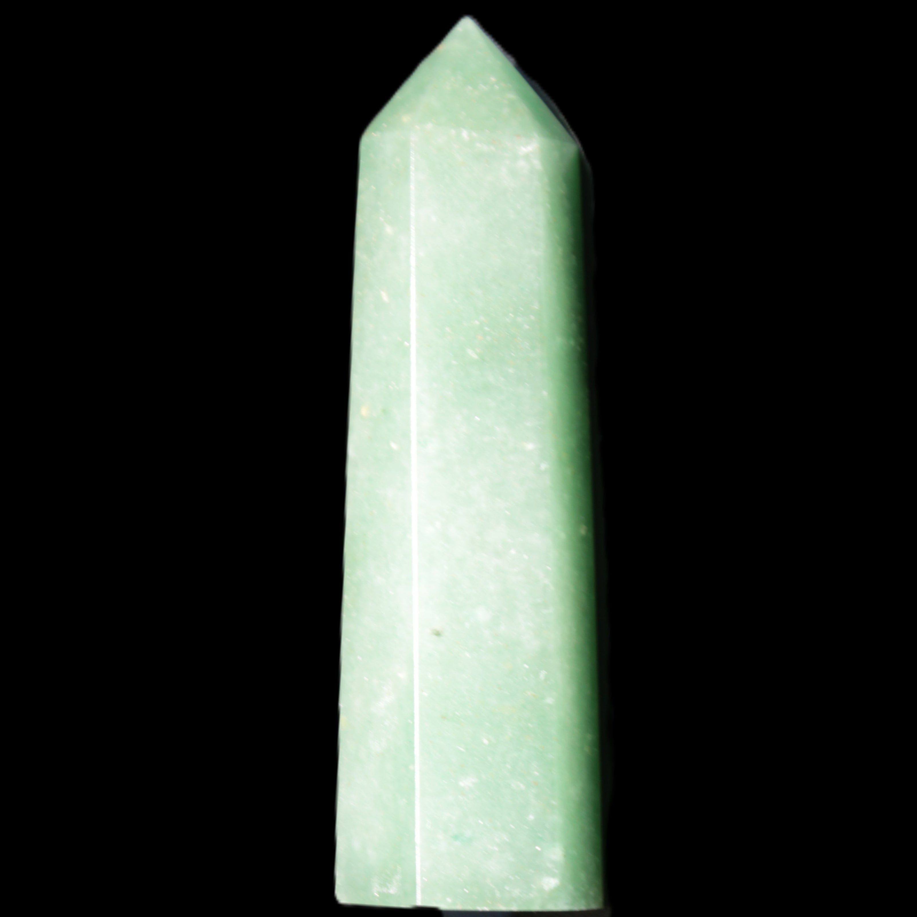 Green Aventurine wand 86mm 77g in sunlight - Rocks and Things Store