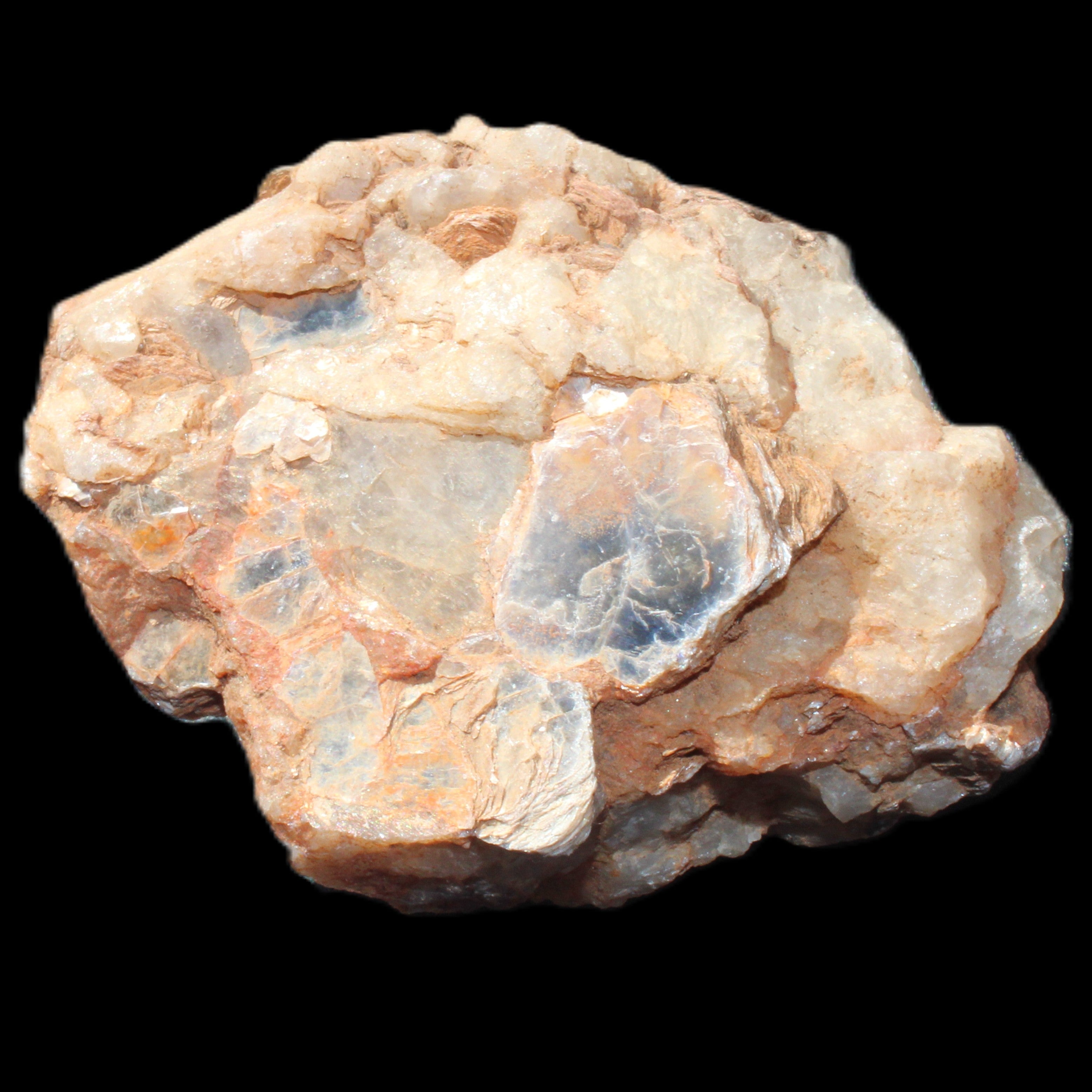 Muscovite in Feldspar matrix specimen 69*50*40mm 107g in sunlight - Rocks and Things Store