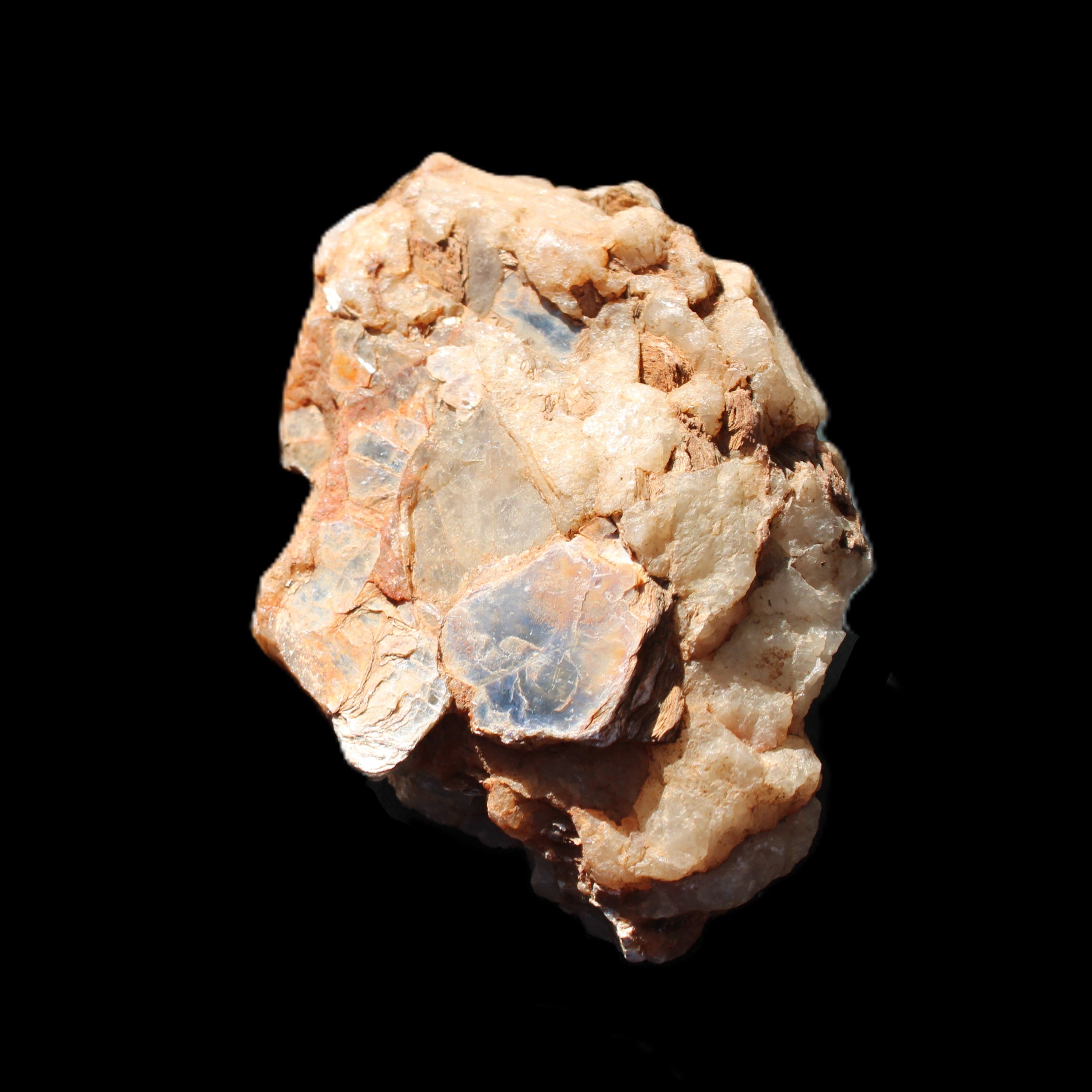 Muscovite in Feldspar matrix specimen 69*50*40mm 107g in sunlight - Rocks and Things Store