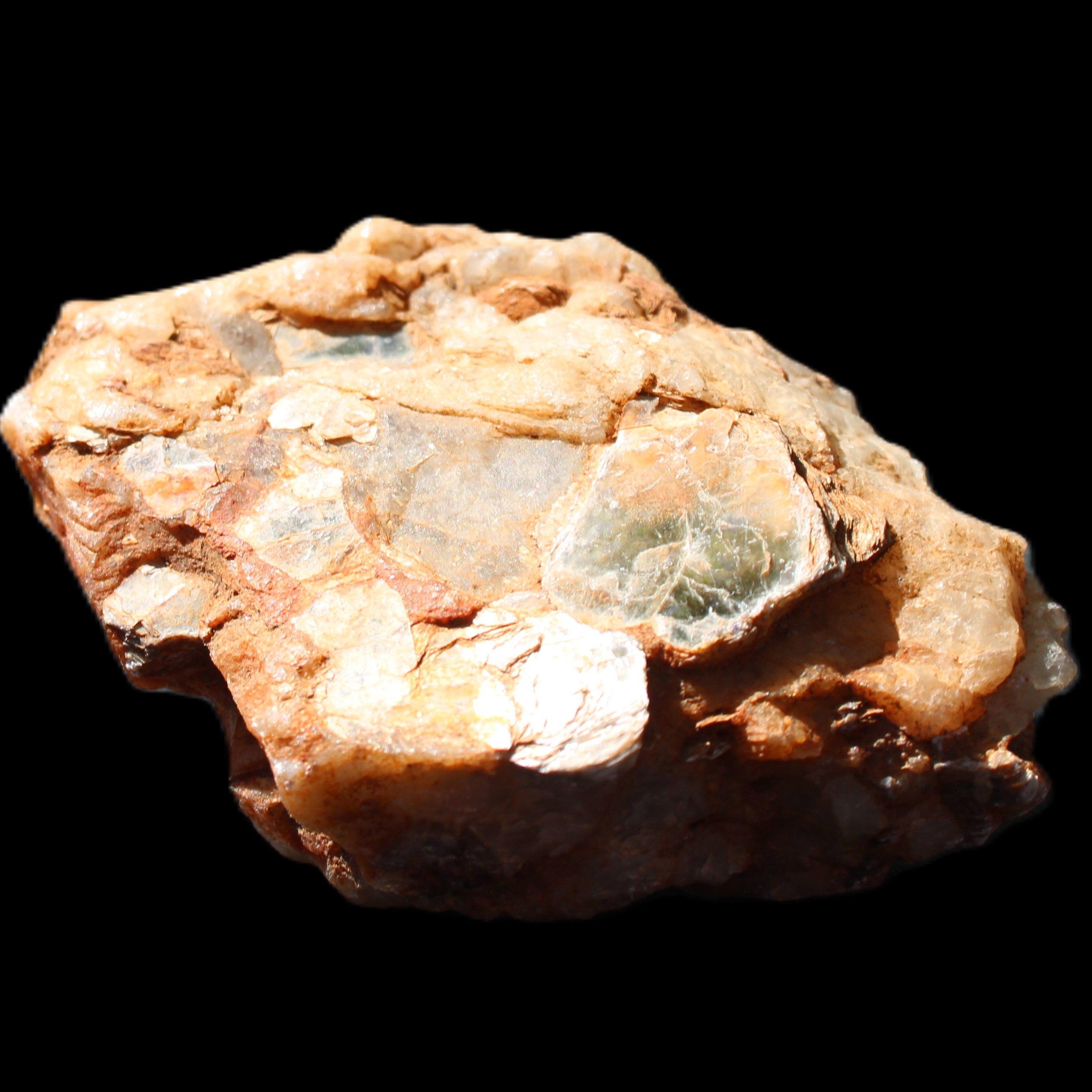 Muscovite in Feldspar matrix specimen 69*50*40mm 107g in sunlight - Rocks and Things Store