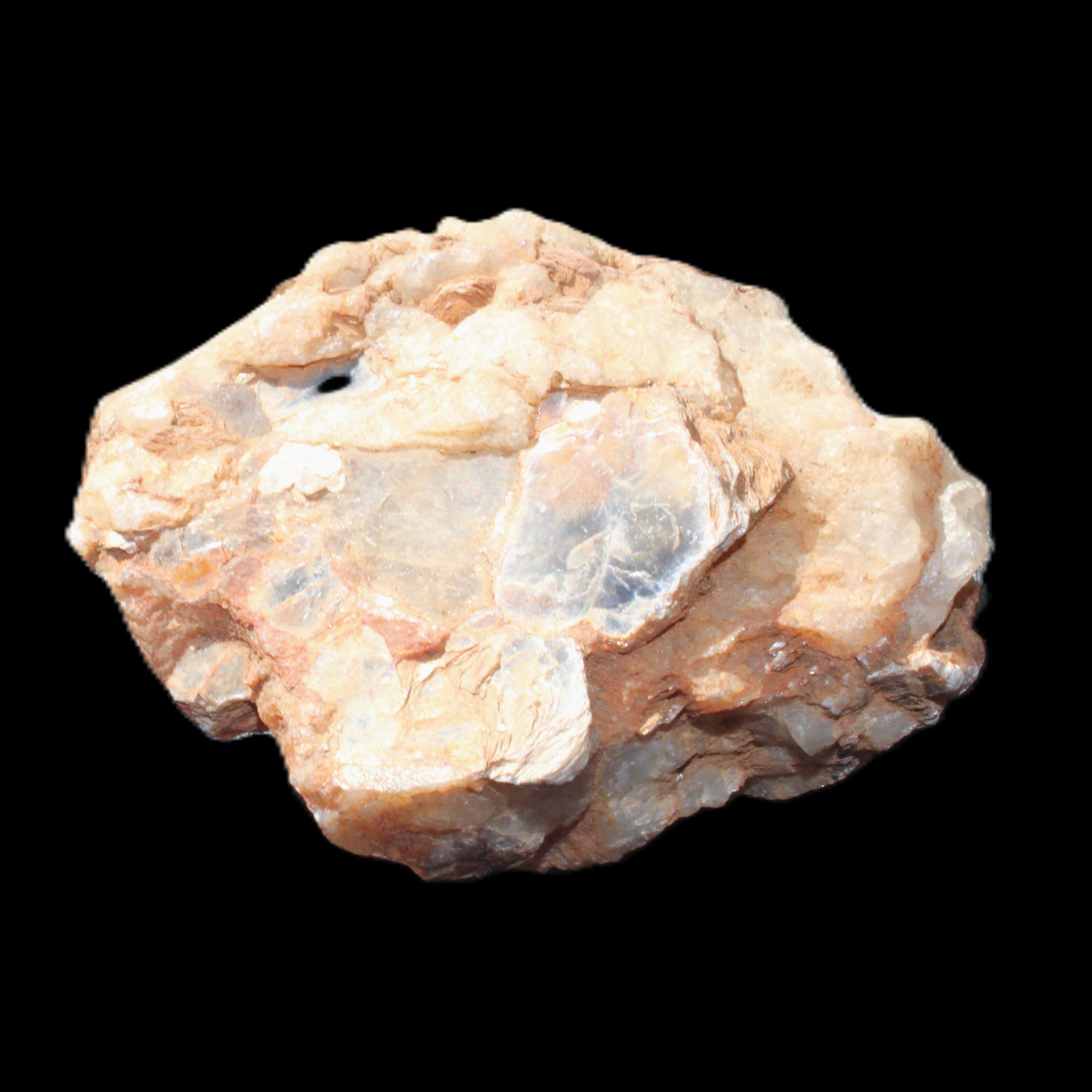 Muscovite in Feldspar matrix specimen 69*50*40mm 107g in sunlight - Rocks and Things Store