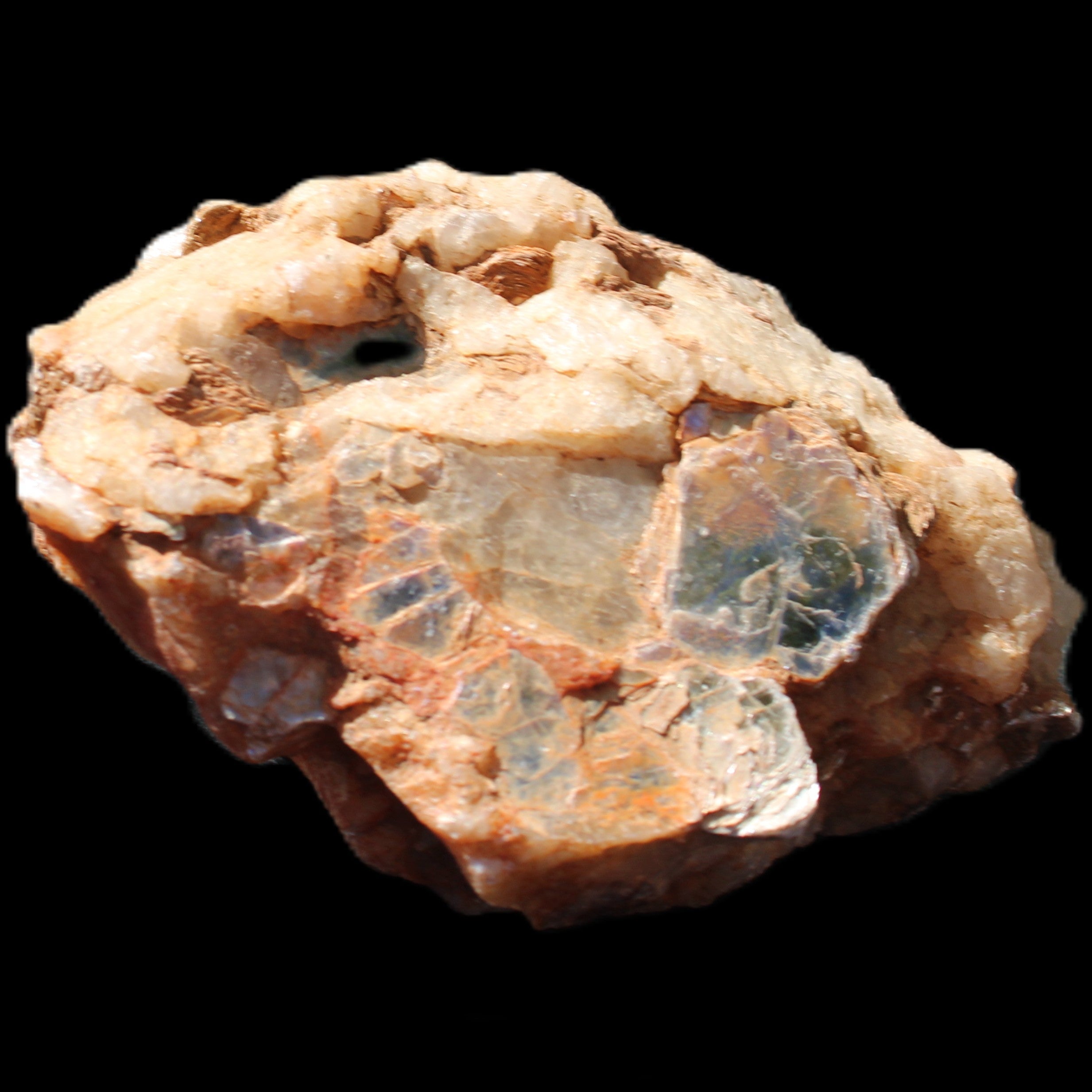 Muscovite in Feldspar matrix specimen 69*50*40mm 107g in sunlight - Rocks and Things Store