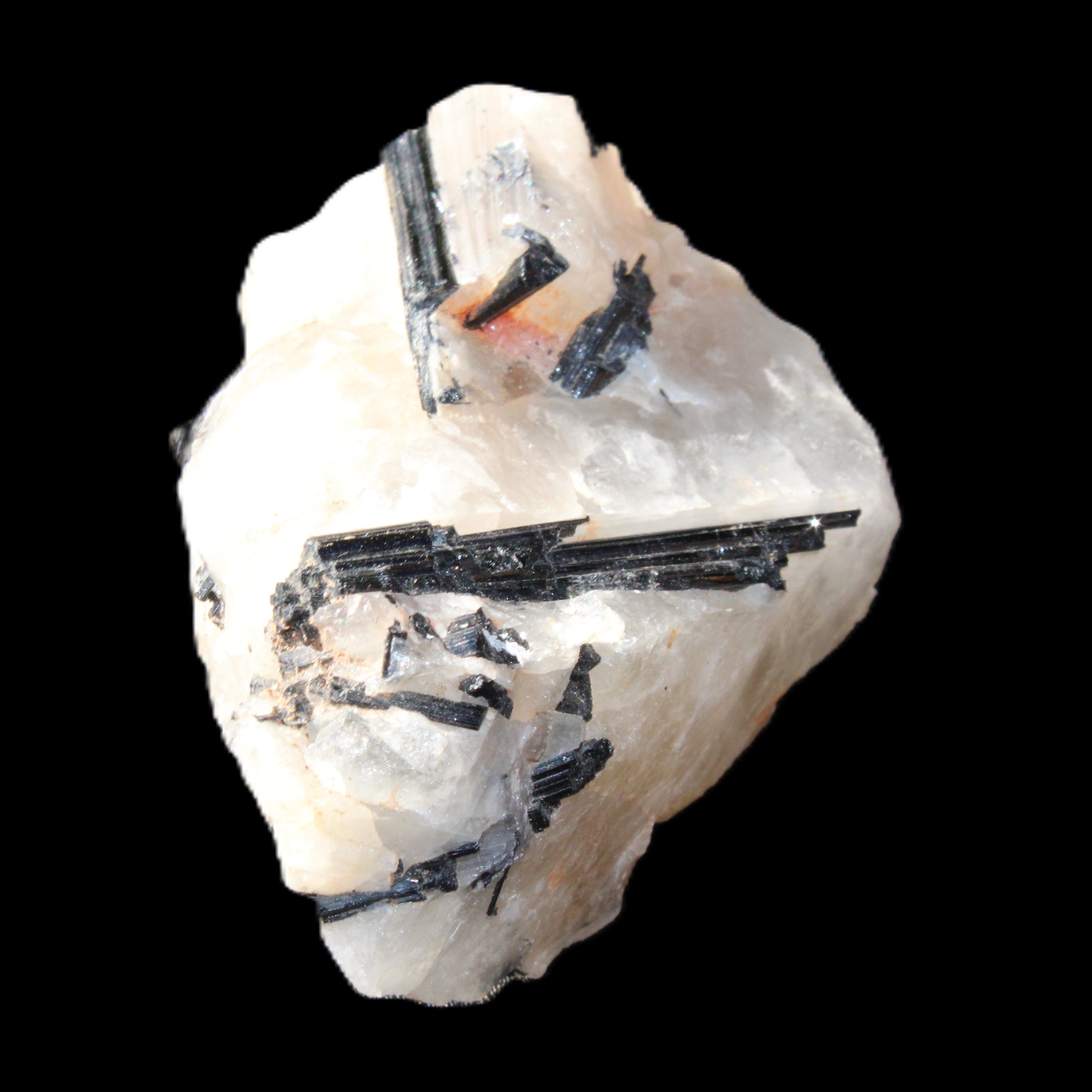 Black Tourmaline cluster in Quartz 65*41*37mm 107g in sunlight - Rocks and Things Store