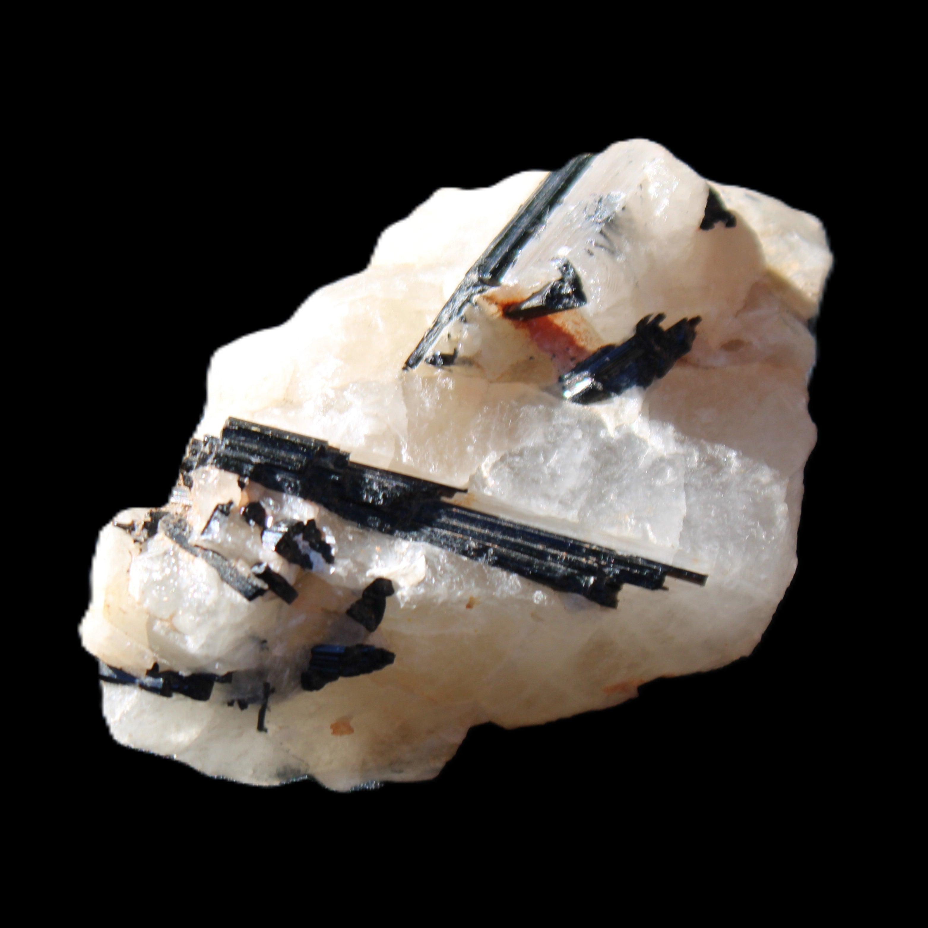 Black Tourmaline cluster in Quartz 65*41*37mm 107g in sunlight - Rocks and Things Store