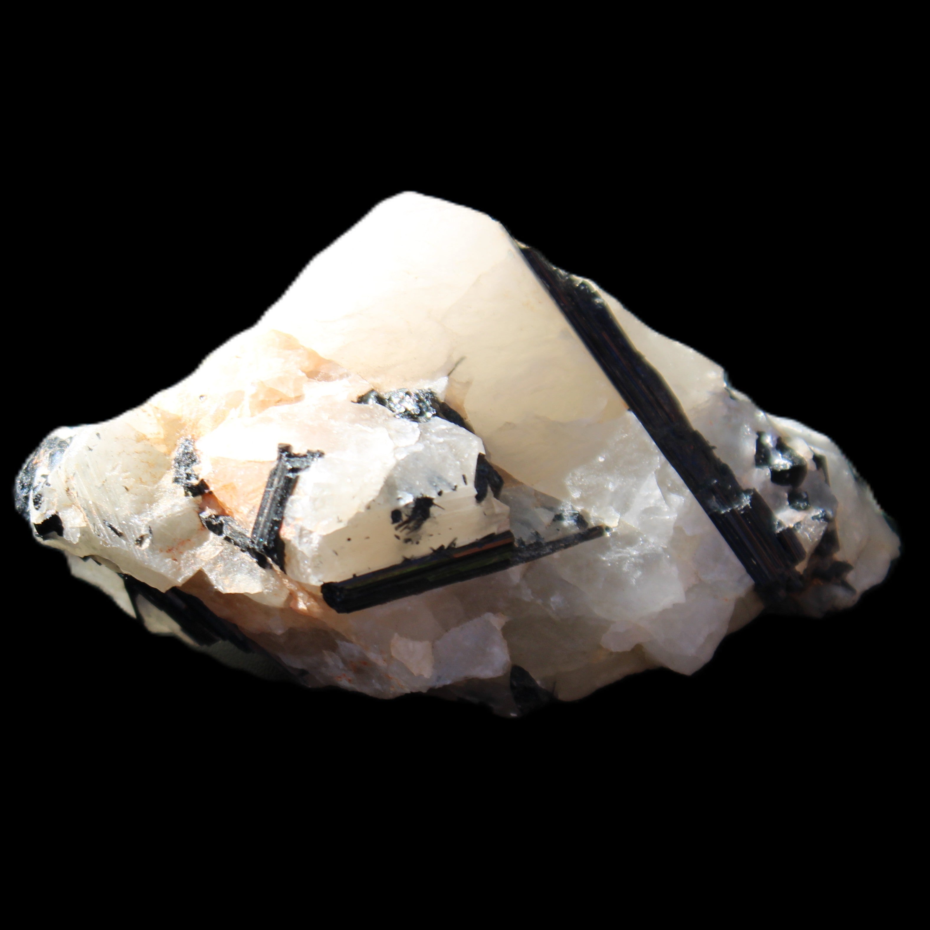 Black Tourmaline cluster in Quartz 65*41*37mm 107g in sunlight - Rocks and Things Store