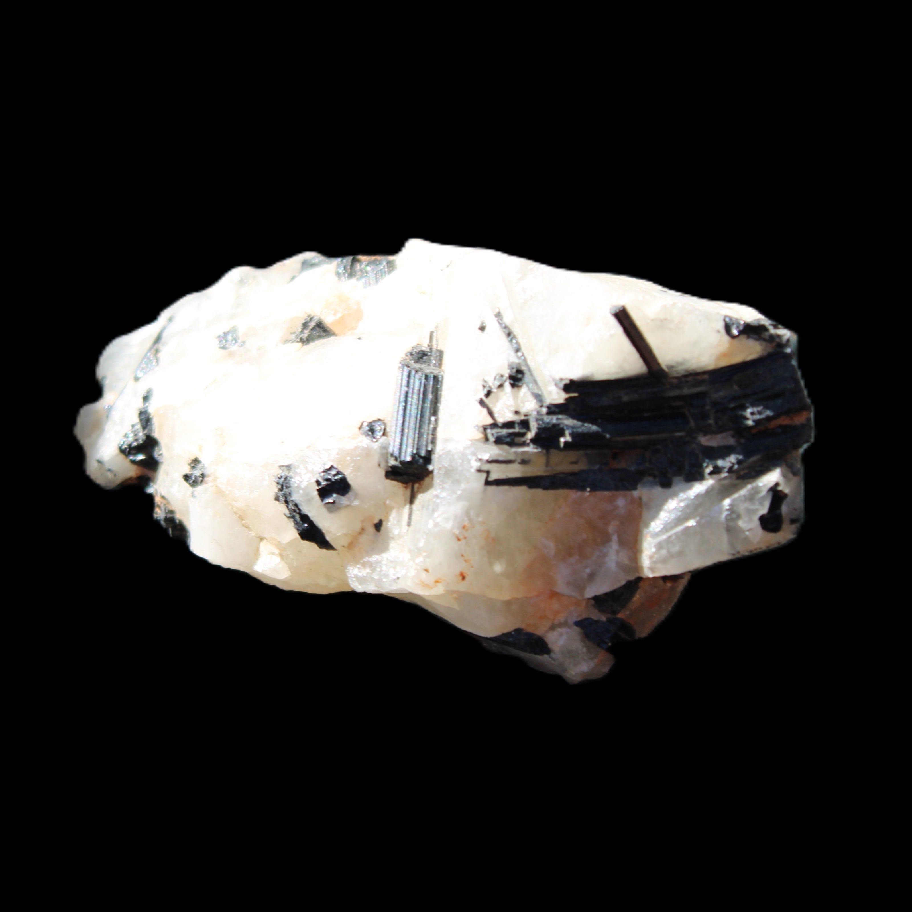 Black Tourmaline cluster in Quartz 65*41*37mm 107g in sunlight - Rocks and Things Store