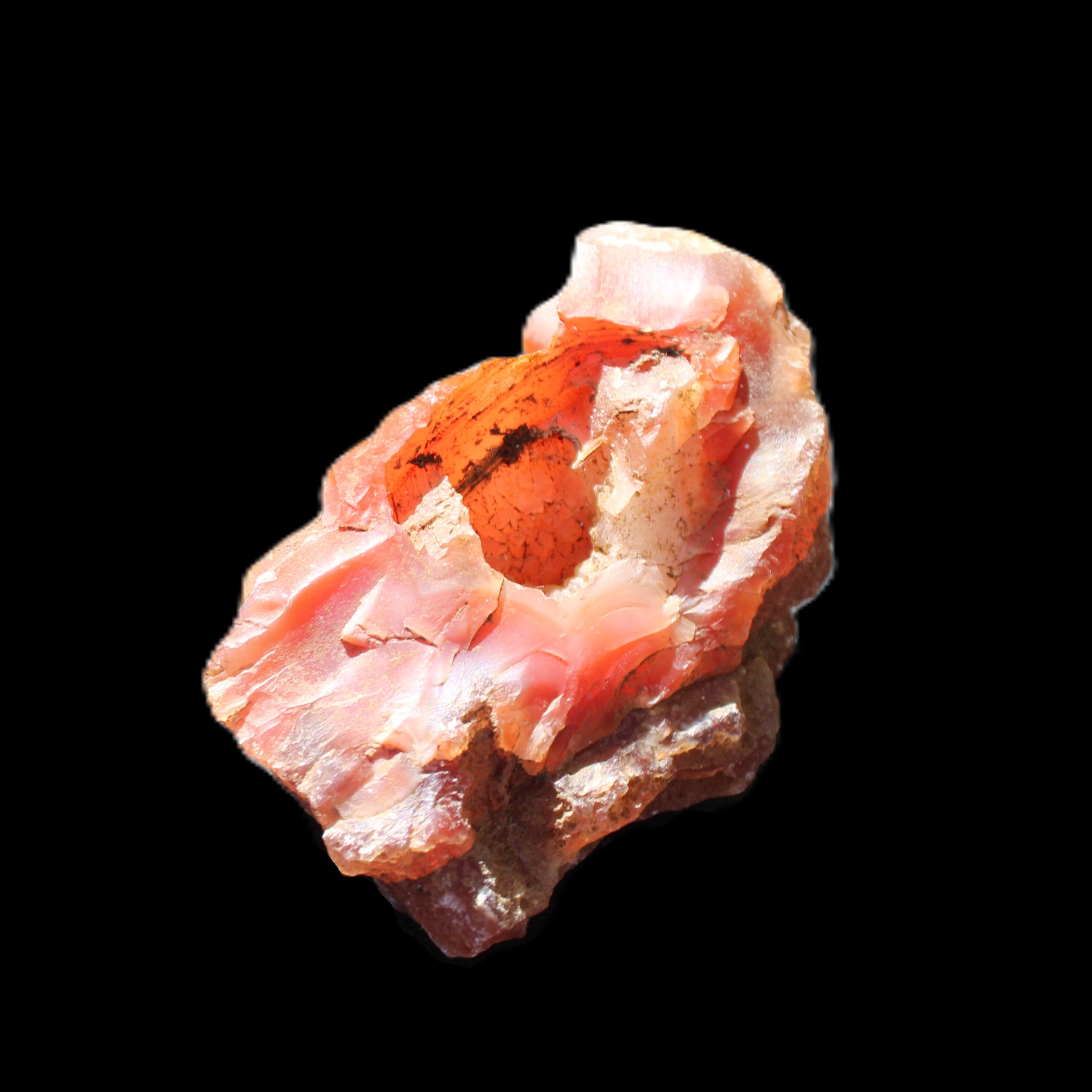 Carnelian Agate geode 57*37*25mm 64g in sunlight - Rocks and Things Store