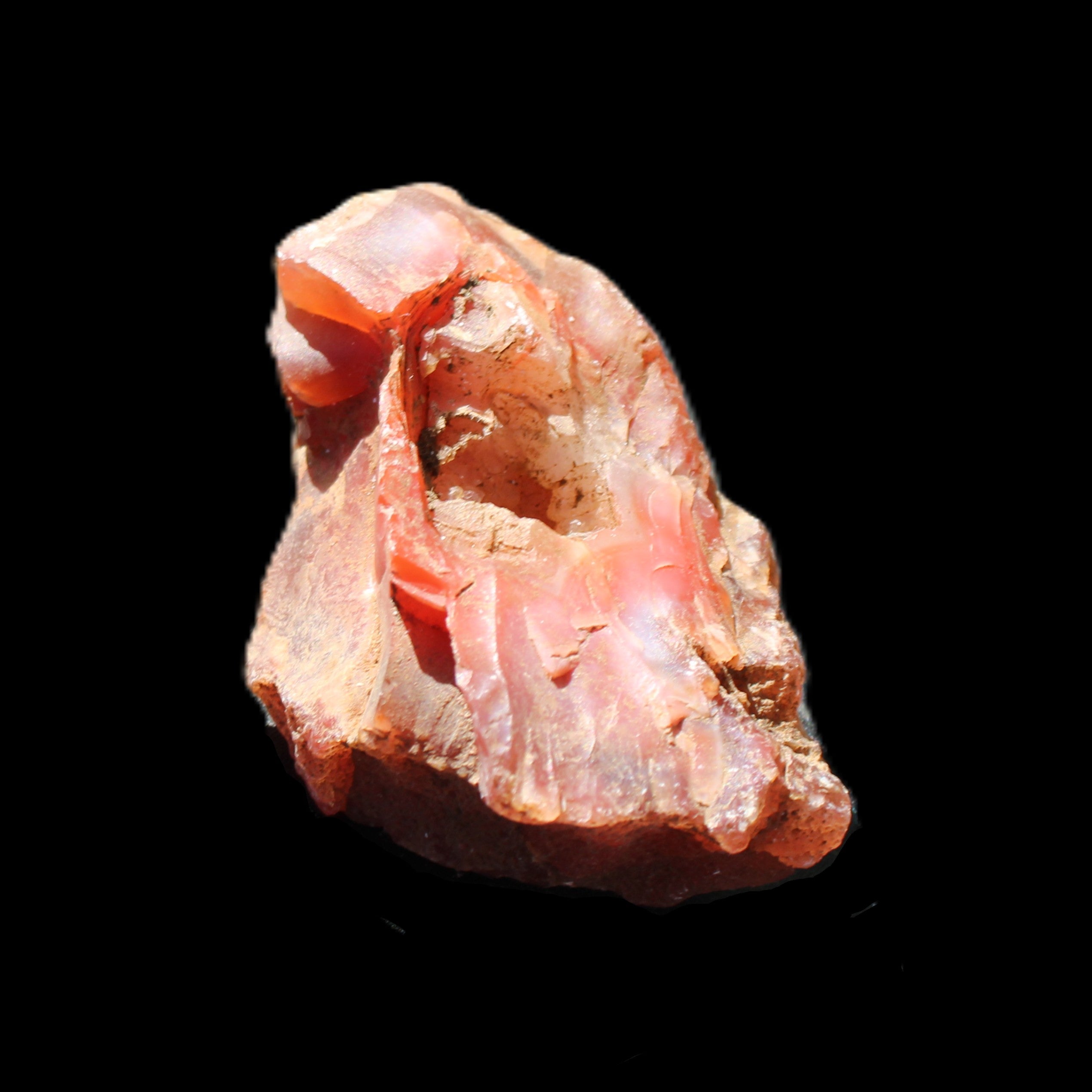 Carnelian Agate geode 57*37*25mm 64g in sunlight - Rocks and Things Store