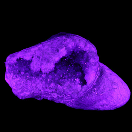 Pink and Violet Amethyst slipper geode 260*190*115mm 3500g in UV light - Rocks and Things Store