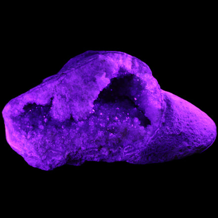 Pink and Violet Amethyst slipper geode 260*190*115mm 3500g in UV light - Rocks and Things Store