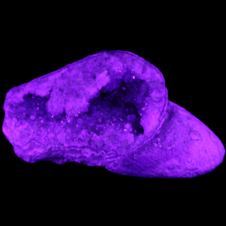 Pink and Violet Amethyst slipper geode 260*190*115mm 3500g in UV light - Rocks and Things Store