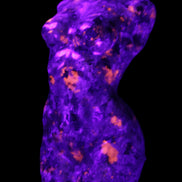Yooperlite hand carved goddess 40*80mm 156g in UV light - Rocks and Things Store