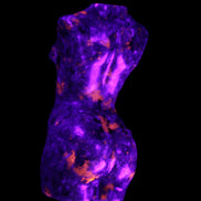 Yooperlite hand carved goddess 40*80mm 156g in UV light - Rocks and Things Store