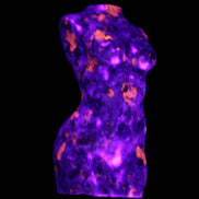 Yooperlite hand carved goddess 40*80mm 156g in UV light - Rocks and Things Store