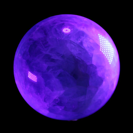 Rainbow Fluorite sphere 130mm 3740g in UV light - Rocks and Things Store
