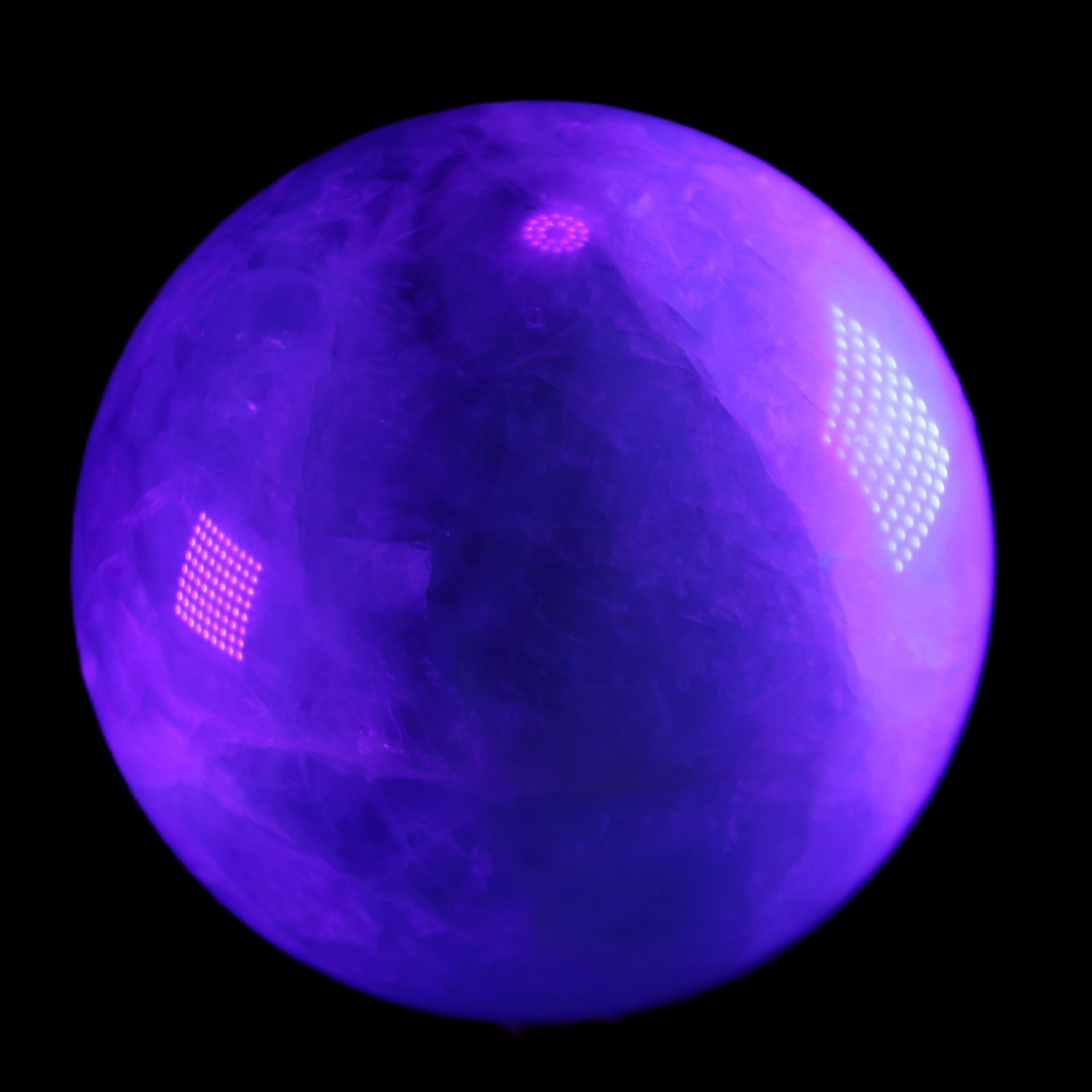 Rainbow Fluorite sphere 130mm 3740g in UV light - Rocks and Things Store