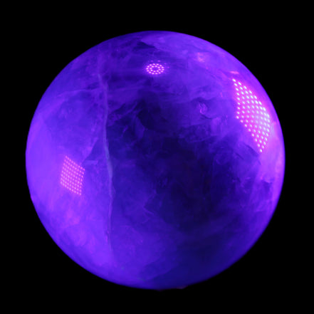Rainbow Fluorite sphere 130mm 3740g in UV light - Rocks and Things Store
