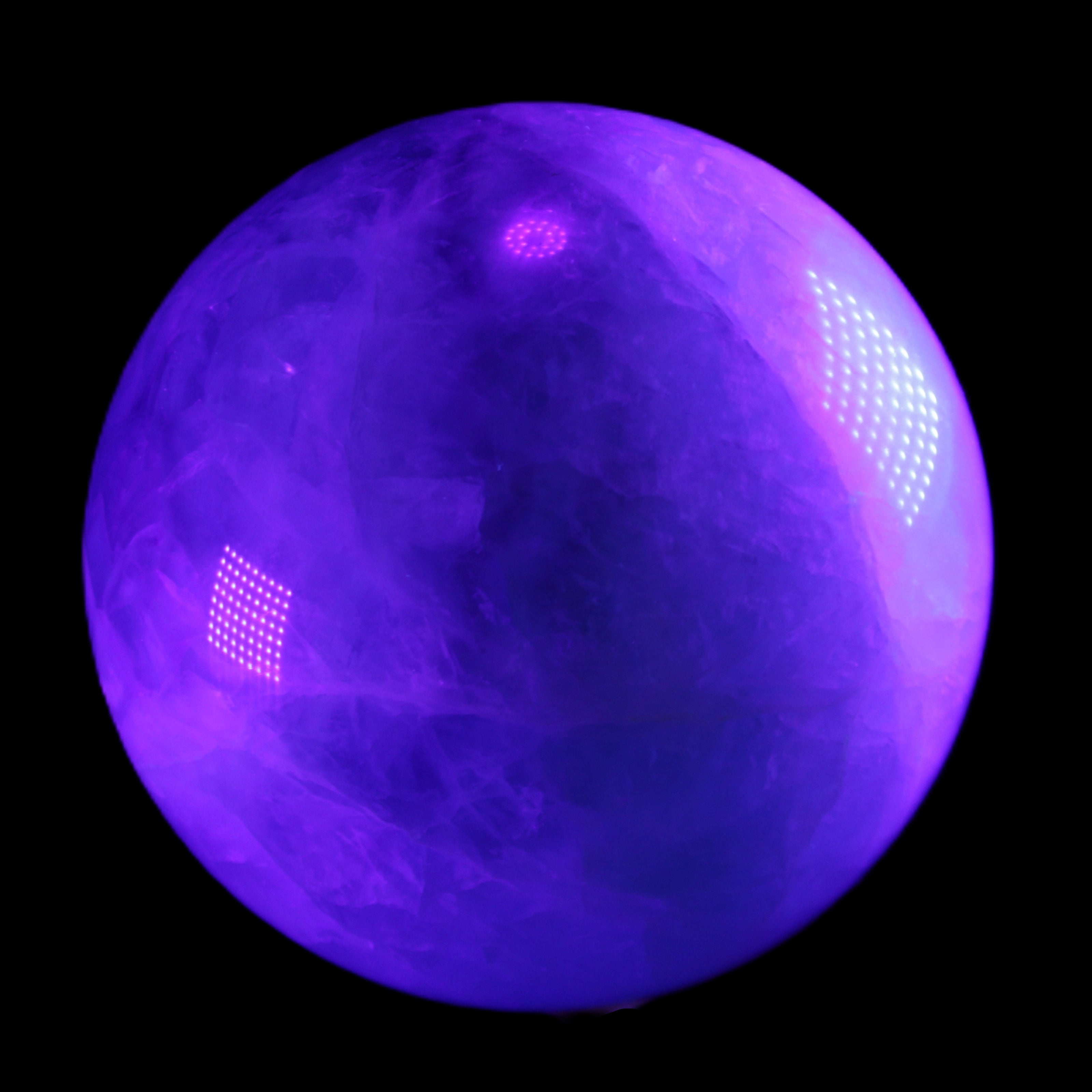 Rainbow Fluorite sphere 130mm 3740g in UV light - Rocks and Things Store