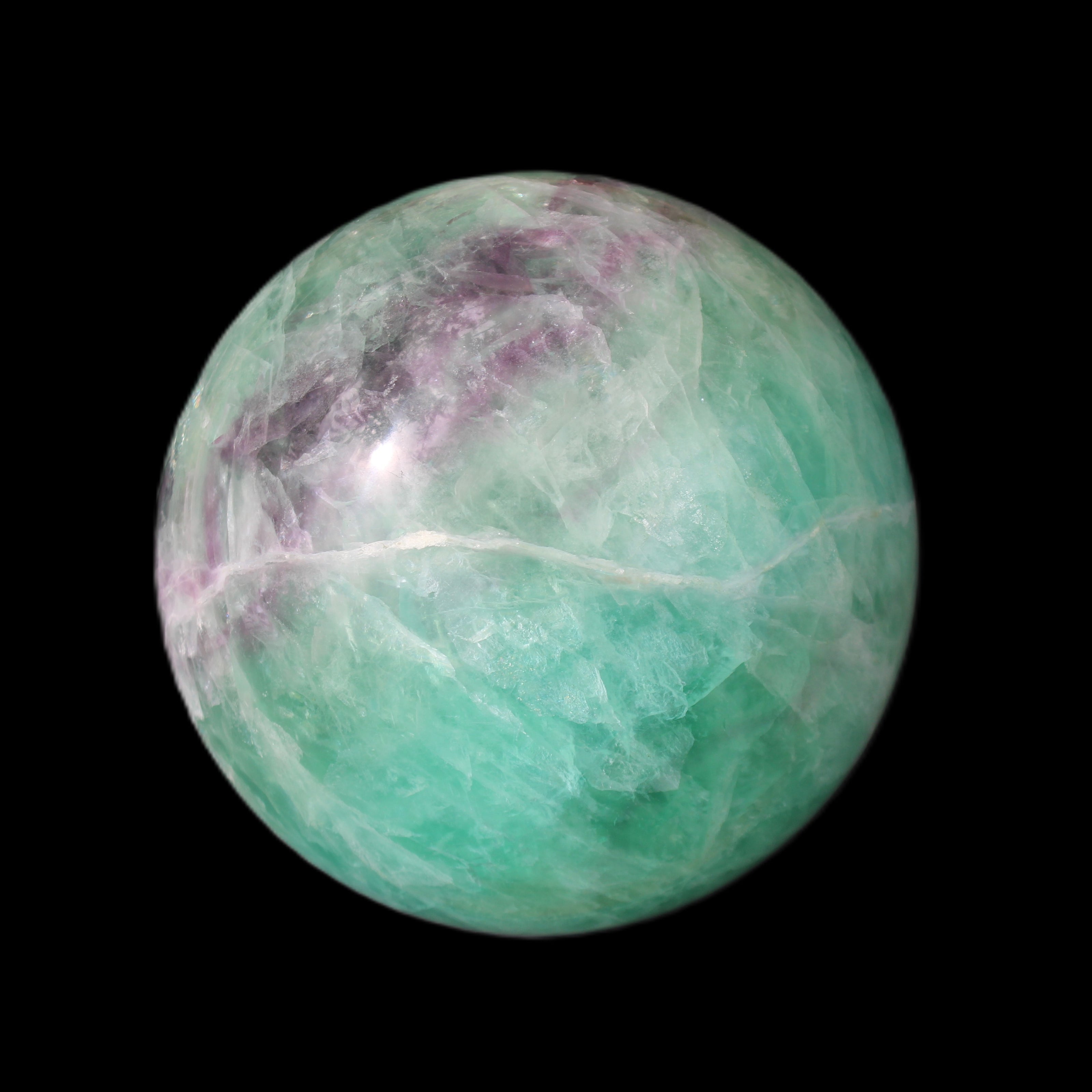 Rainbow Fluorite sphere 130mm 3740g in sunlight - Rocks and Things Store