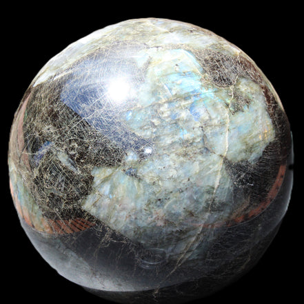 Huge Labradorite sphere 148mm 5320g in sunlight - Rocks and Things Store