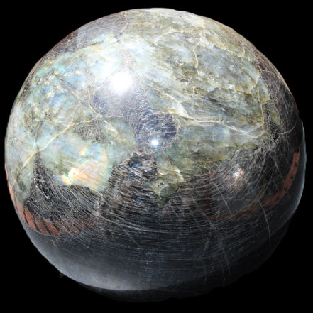 Huge Labradorite sphere 148mm 5320g in sunlight - Rocks and Things Store