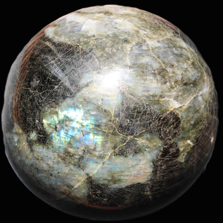 Huge Labradorite sphere 148mm 5320g in sunlight - Rocks and Things Store
