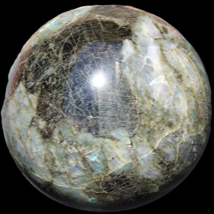 Huge Labradorite sphere 148mm 5320g in sunlight - Rocks and Things Store