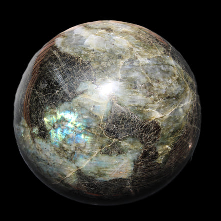 Huge Labradorite sphere 148mm 5320g in sunlight - Rocks and Things Store