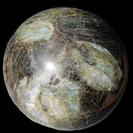 Huge Labradorite sphere 148mm 5320g in sunlight - Rocks and Things Store