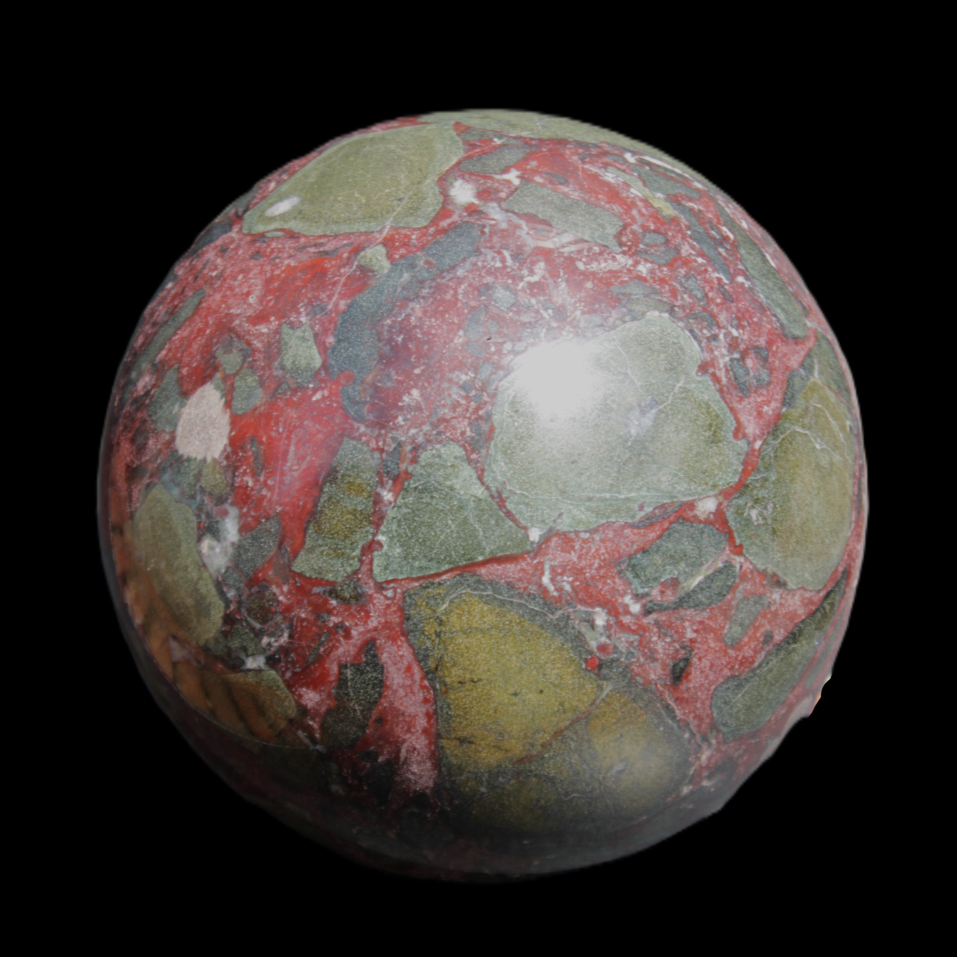Dragons Blood Stone sphere 143mm 4620g in sunlight - Rocks and Things Store