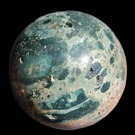 Large Ocean Jasper sphere 129mm 2900g in sunlight - Rocks and Things Store