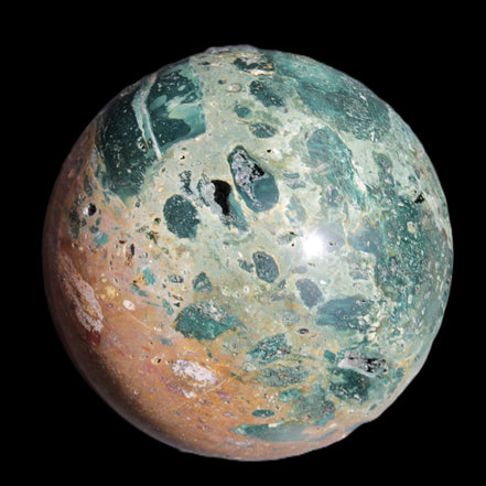 Large Ocean Jasper sphere 129mm 2900g in sunlight - Rocks and Things Store
