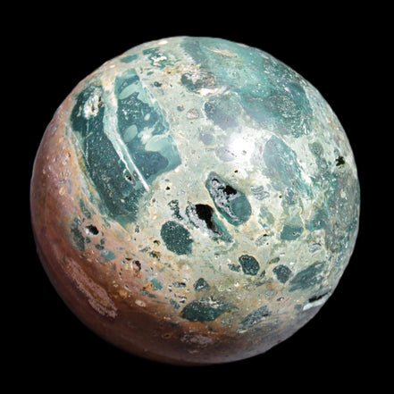 Large Ocean Jasper sphere 129mm 2900g in sunlight - Rocks and Things Store