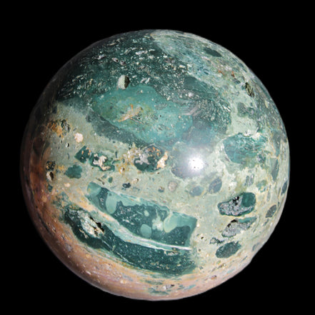 Large Ocean Jasper sphere 129mm 2900g in sunlight - Rocks and Things Store