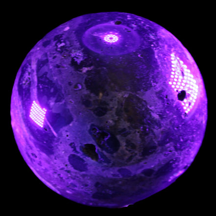 Large Ocean Jasper sphere 129mm 2900g in UV light - Rocks and Things Store