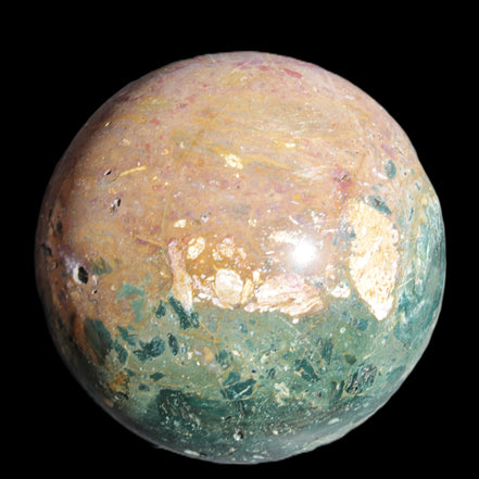 Large Ocean Jasper sphere 129mm 2900g in sunlight - Rocks and Things Store