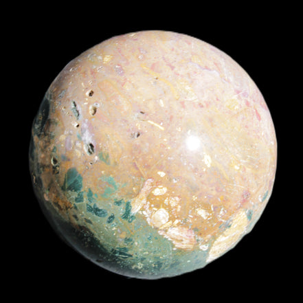 Large Ocean Jasper sphere 129mm 2900g in sunlight - Rocks and Things Store