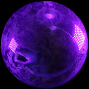 Volcano Agate sphere 135mm 3240g in UV light - Rocks and Things Store