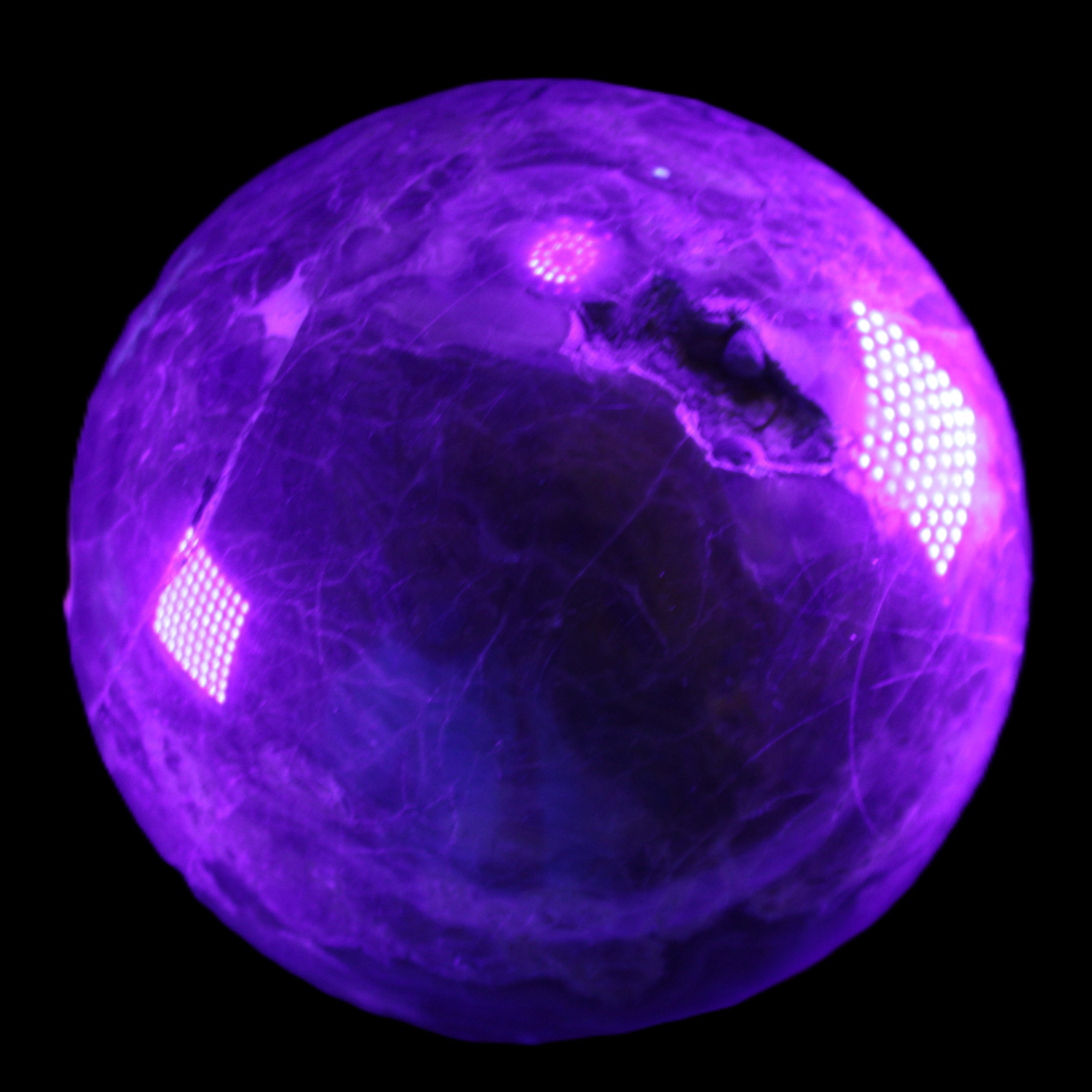 Volcano Agate sphere 135mm 3240g in UV light - Rocks and Things Store