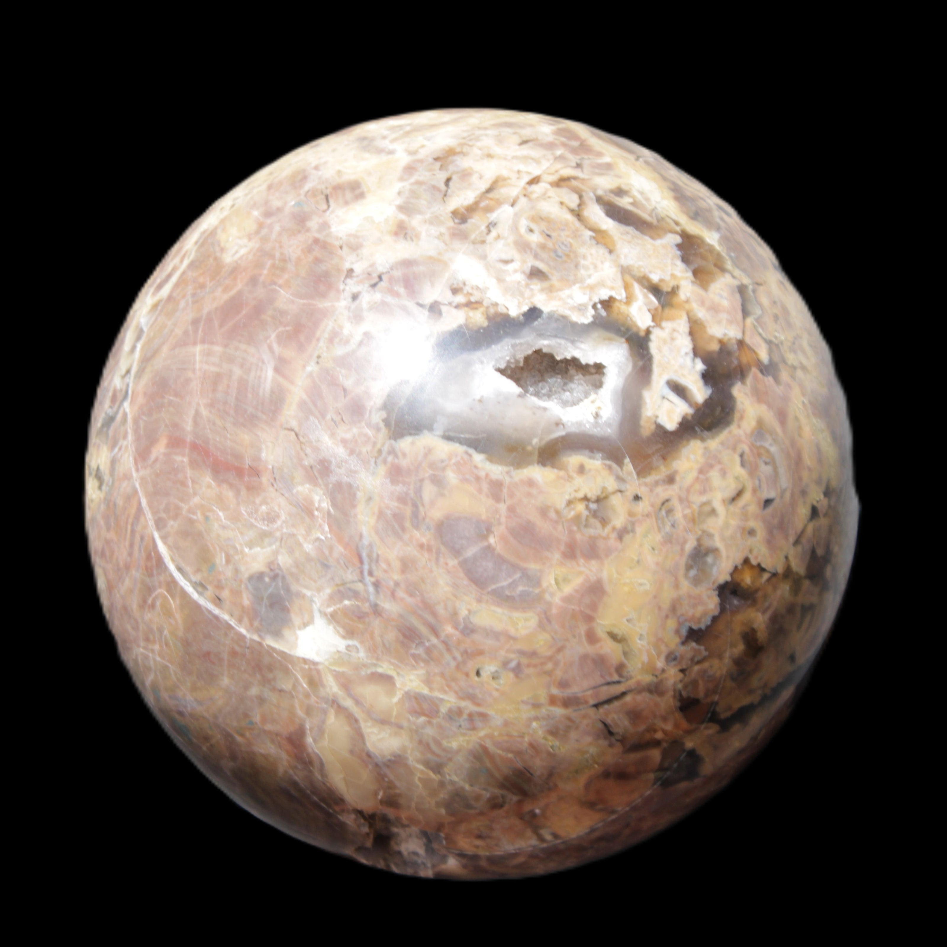 Volcano Agate sphere 135mm 3240g in sunlight - Rocks and Things Store