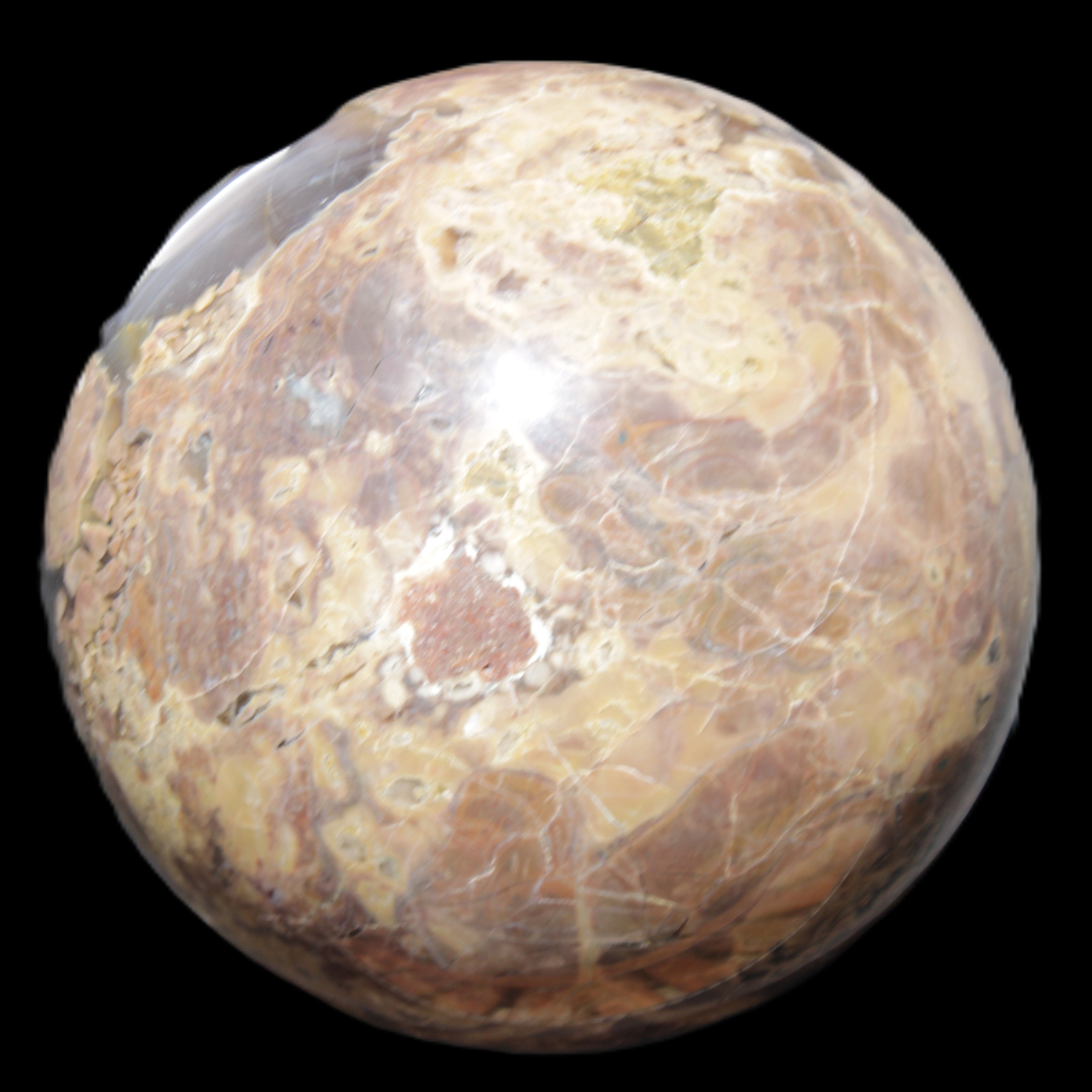 Volcano Agate sphere 135mm 3240g in sunlight - Rocks and Things Store