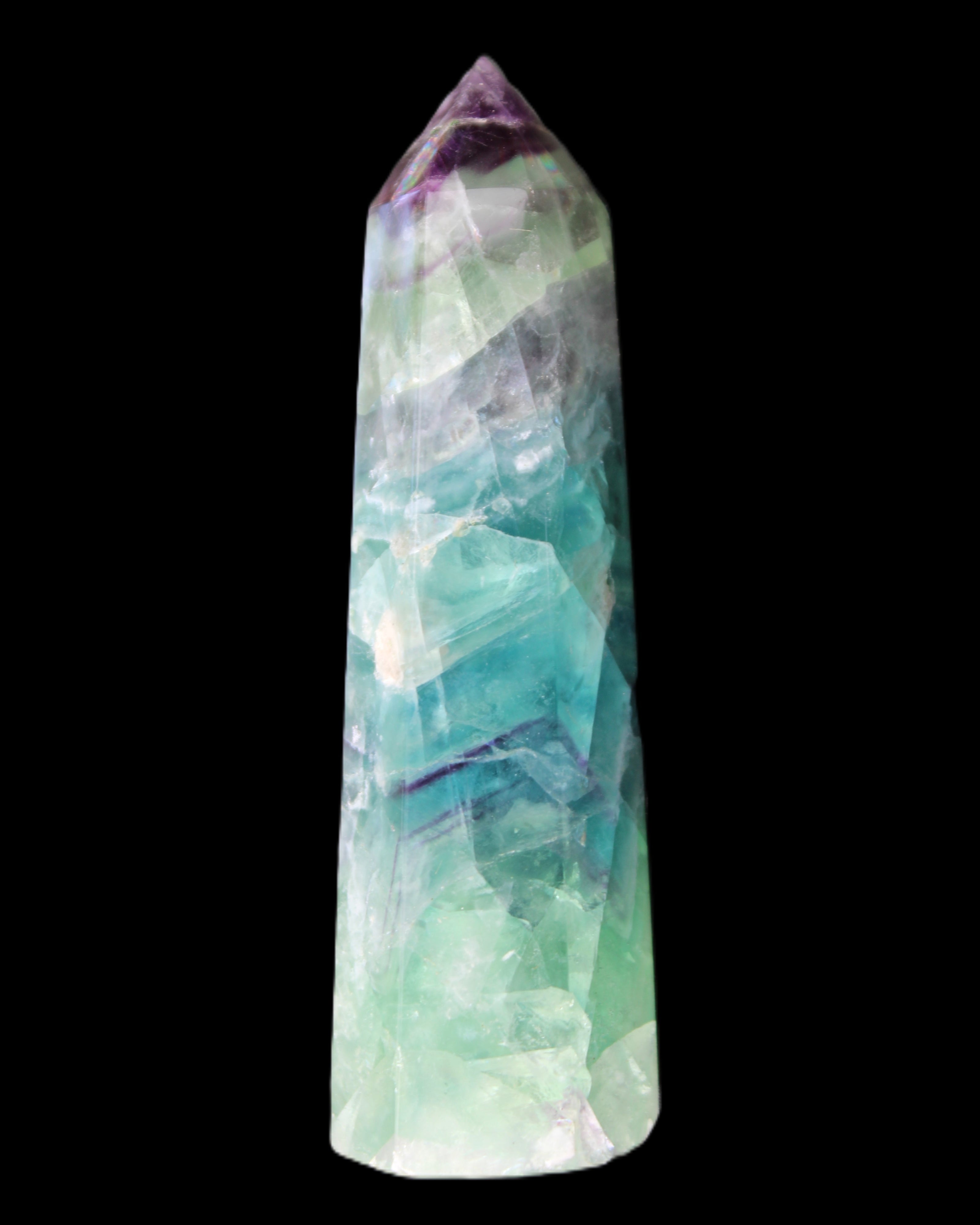 Colourful Fluorite wand 96*24*28mm 110g in sunlight - Rocks and Things Store