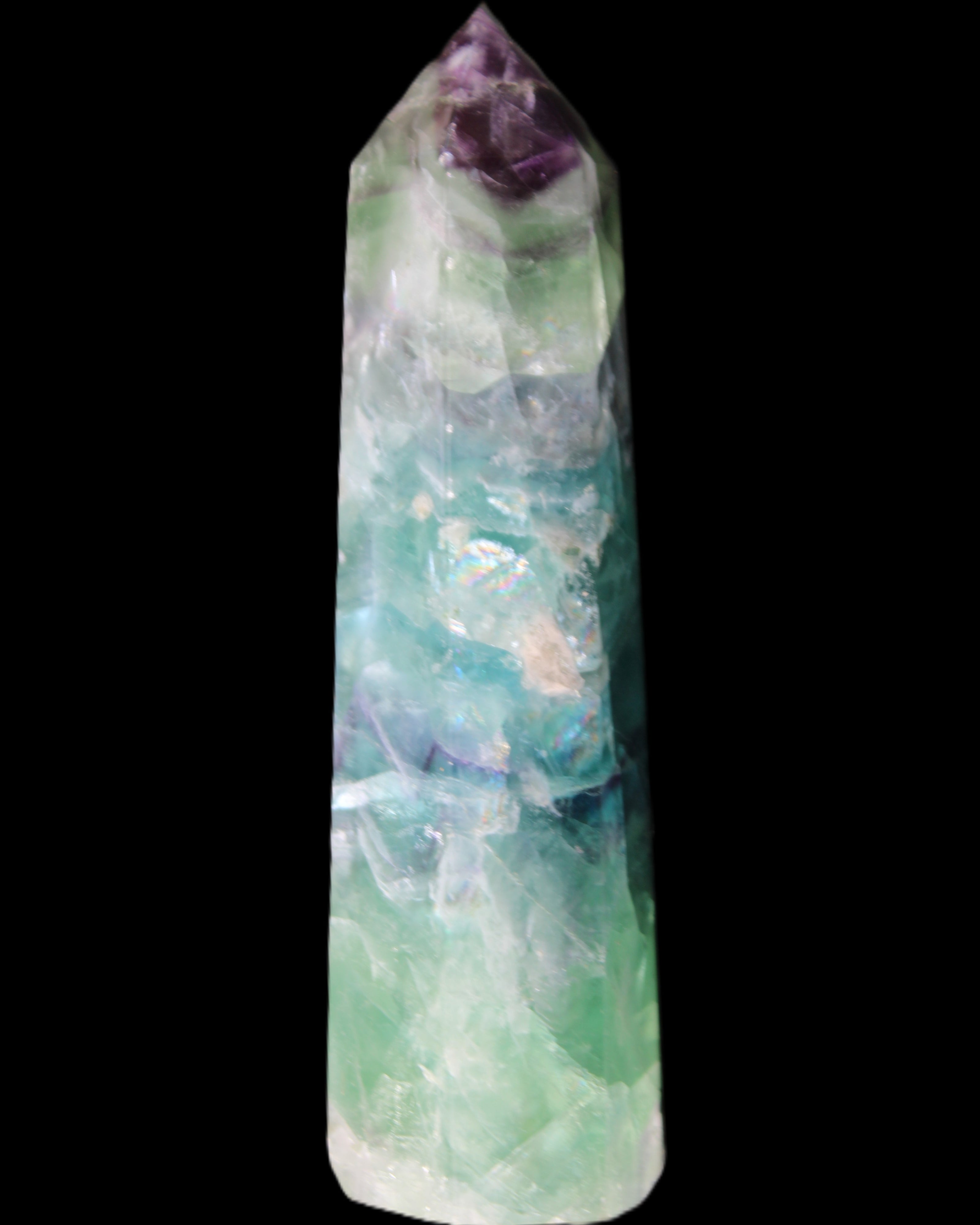 Colourful Fluorite wand 96*24*28mm 110g in sunlight - Rocks and Things Store