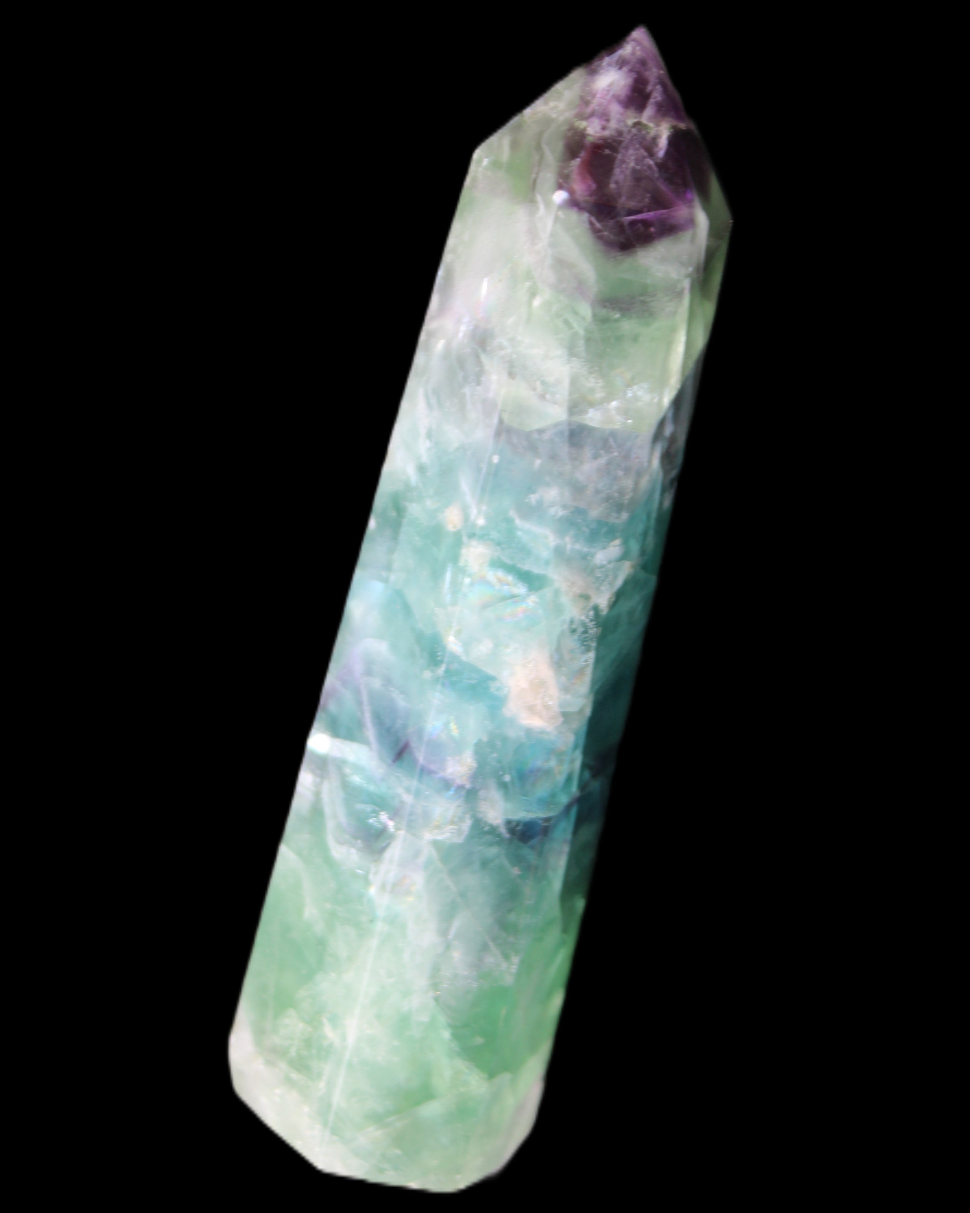 Colourful Fluorite wand 96*24*28mm 110g in sunlight - Rocks and Things Store