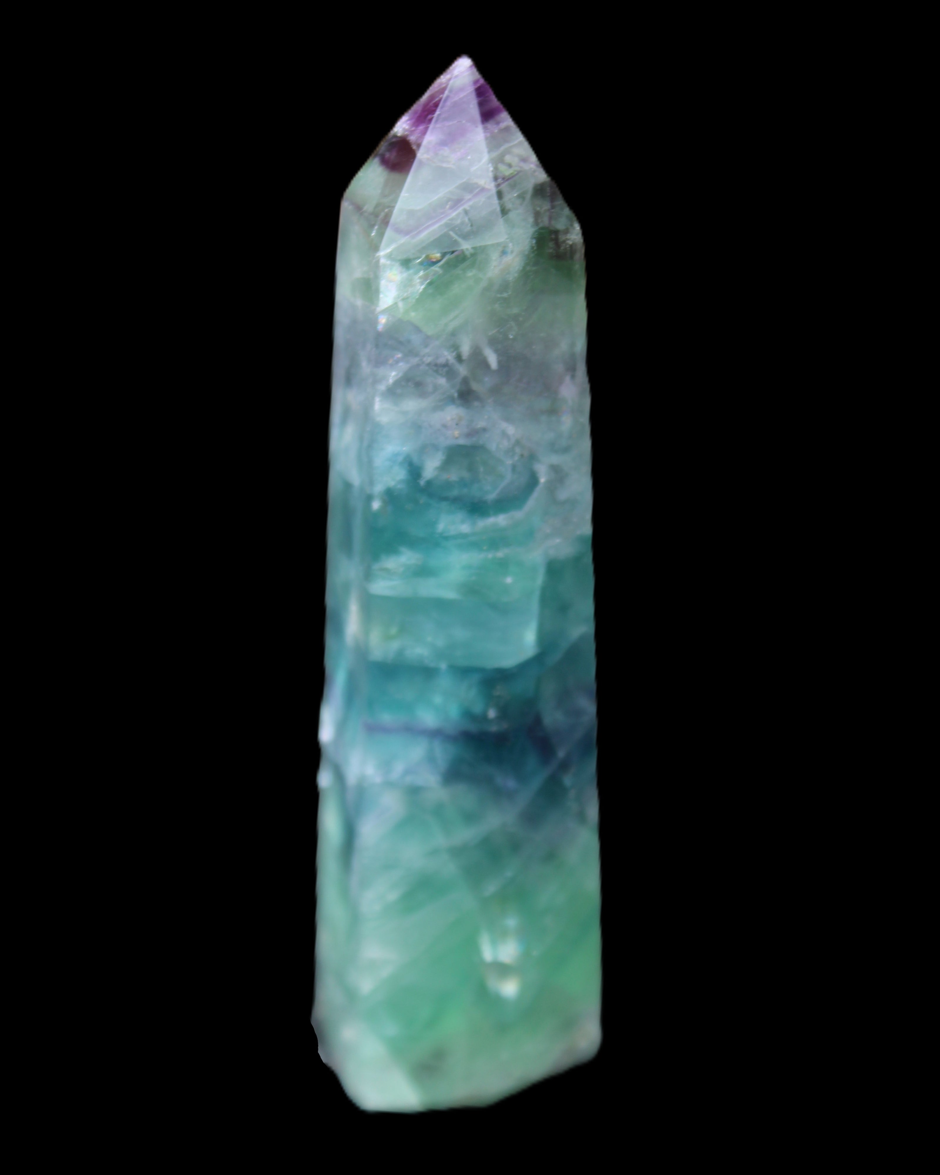Colourful Fluorite wand 96*24*28mm 110g in sunlight - Rocks and Things Store